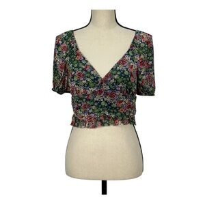 Urban Outfitters Cropped Floral Mesh Sweetheart top size Large women’s